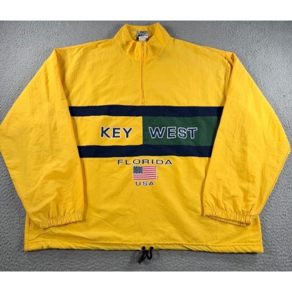Vintage Surf Style Key West Florida Windbreaker Jacket Mens L/XL Nylon Pullover